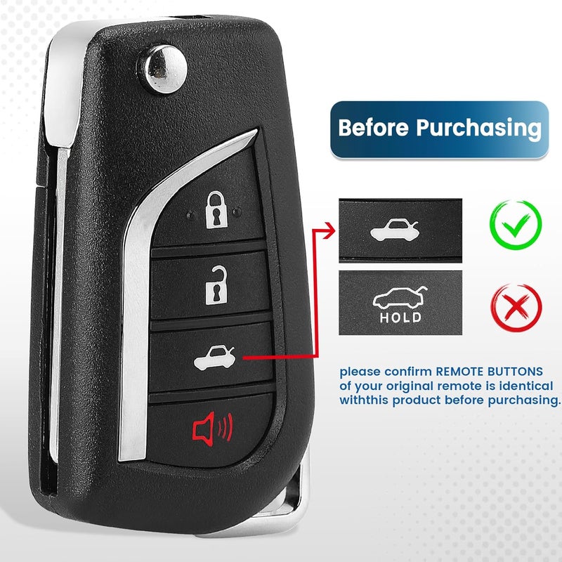 Keyecu Replacement Smart Remote Car Key Fob for Toyota Camry 2018-2023 HYQ12BFB 89070-06790 315MHz H Chip 4Buttons - Image 3